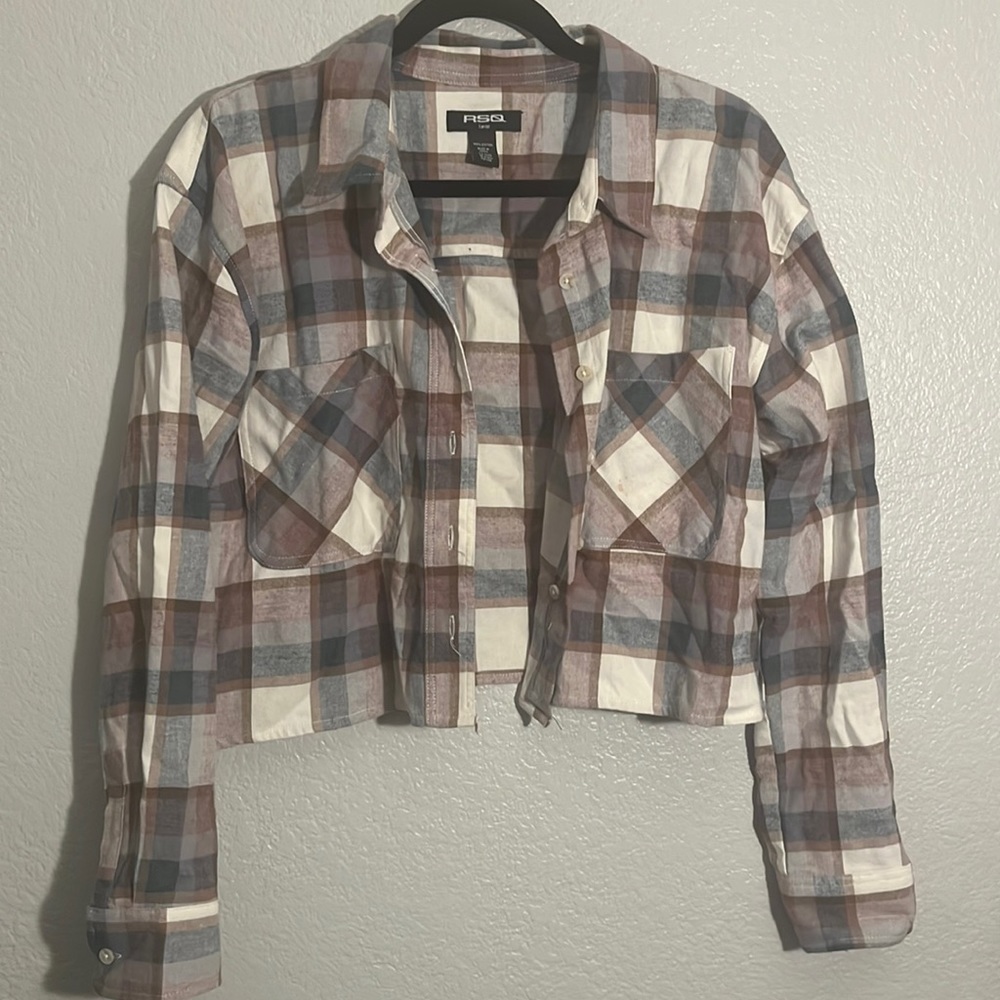 RSQ cropped flannel